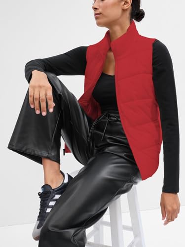 Puffer Vest Women Zip Up Sleeveless Stand Collar Outerwear Vest Puffy Warm Lightweight Winter Jacket Coat4