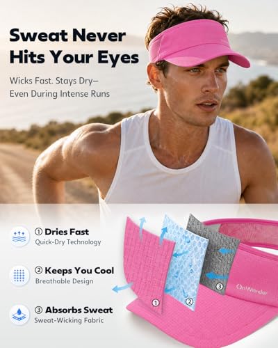 Image of Sport Sun Visor Hat for Women Men - Lightweight Stretchy Polyester Spandex Quick Dry Sweatband Wrinkle Resistant