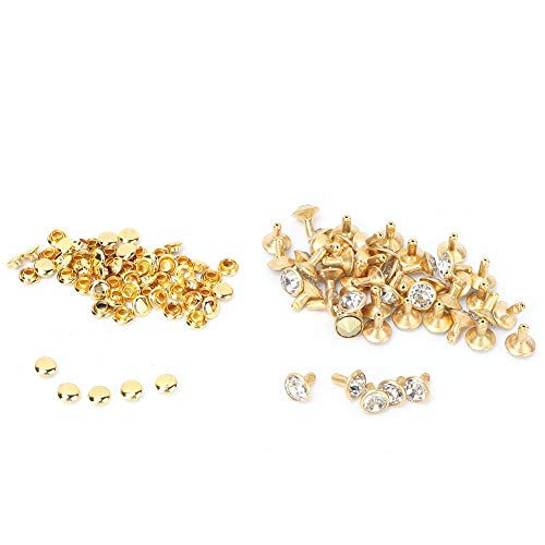 Cikonielf 50 PC Strass Rivets Cristal Incrustation Rapide Rivets Spots Goujons pour Bricolage en Cuir Vêtements Sac Chaussures Artisanat Décoration(Cristal Blanc) Cover