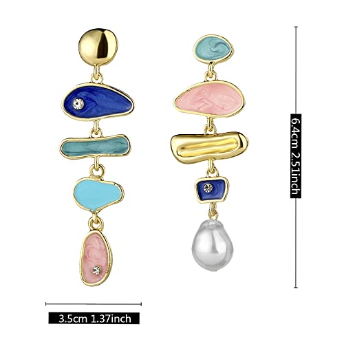 Elegant Bohemian Pearl Dangle Earring for Women Irregular Colorful Oil Baroque Design Culture Style AAAA Cubic Zirconia 14K Gold Pearl Earring Gift for Women2