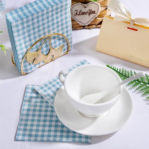 FLOWERCAT-100-Count-2-Ply-Blue-Checkered-Cocktail-Napkins-Gingham-Blue-and-White-Checkered-Napkins-Disposable-Premium-Quality-5-x-5-Blue-Paper-Napkins-for-Easter-PartyBarWeddings FLOWERCAT 100 Count 2 Ply Blue Checkered Cocktail Napkins Gingham Blue and White Checkered Napkins Disposable Premium Quality 5 x 5 Blue Paper Napkins for Easter PartyBarWeddings
