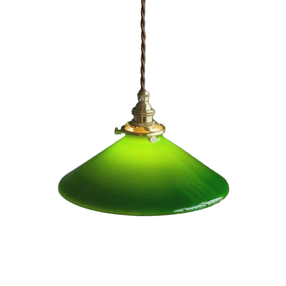 Luminaire suspendu vintage en verre vert anti éblouissement pour îlot Jadssox