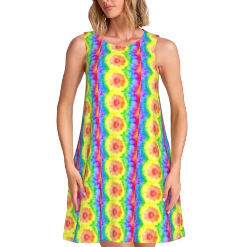 Robe d'été sans manches tie-dye fluide pour rester fraîche et tendance en vacances