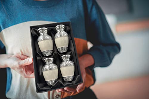 Image of Small Urns for Human Ashes Keepsake - Mini Urns for Ashes - Handcrafted Keepsake Urns - Elegant Pearl White Small Urn for Ash - Set of 4 Memorial Ash Holders