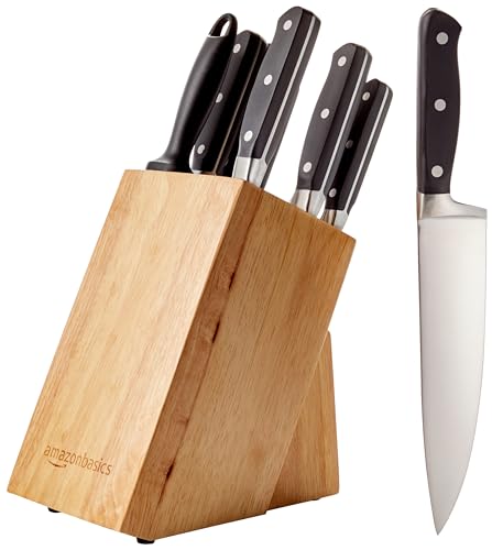 Amazon Basics Juego de Cuchillos de Cocina y Soporte (9 Piezas),