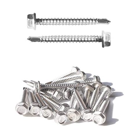 IMScrews 25pcs #8 x 1-1/2" Stainless Hex Washer Head Self Drilling Screws, 410 Stainless Steel Full Thread Sheet Metal Tek Screws Cover
