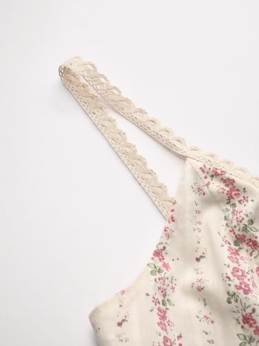 CIDER Summer Floral V Neck Maxi Dress Vacation Beach Sleeveless Cotton Shirred Mid Waist Dress3