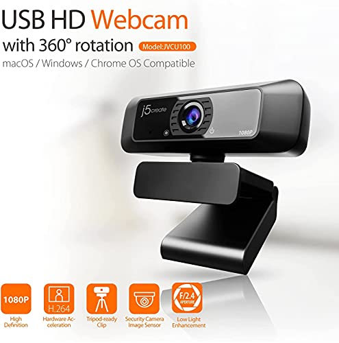 J5Create Usb Streaming Webcam - 1080P Hd With 360° Rotation, High Fidelity Microphone, Plug And Play For Pc/Mac/Laptop/Desktop/Skype/Youtube/Zoom/Facetime, Suitable For Conferencing/Calling (Jvcu100) #TOP1