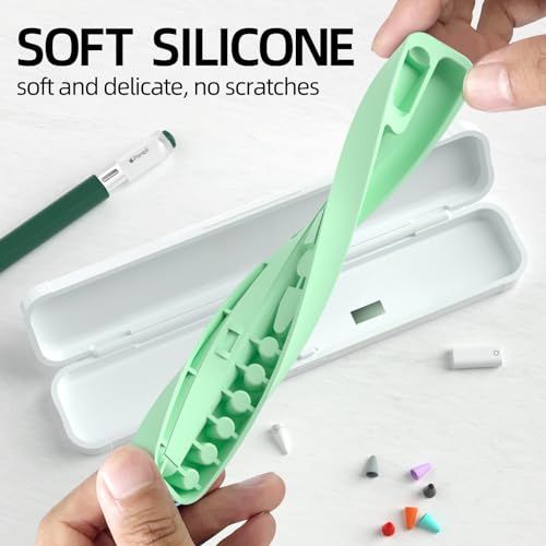 Image of AZF Hard PC&Silicone Magnetic case for Apple Pencil case(Apple Pencil Pro /2nd Gen /1st / (USB-C) and Samsung Galaxy S-Pen Series Pencil Protection Carrying Case. (Mint)