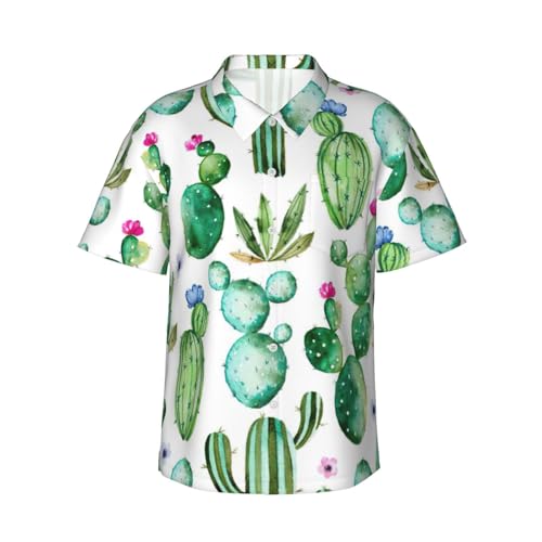 Chemise hawaïenne homme avec poche : haut imprimé cactus tropical de plage