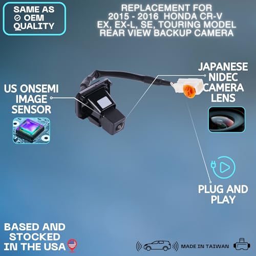 Image of Backup Camera Replaces for 2015 2016 Honda CR-V EX, EX-L, SE, Touring Model OE Part # 39530T0AA21 | 39530-T0A-A21