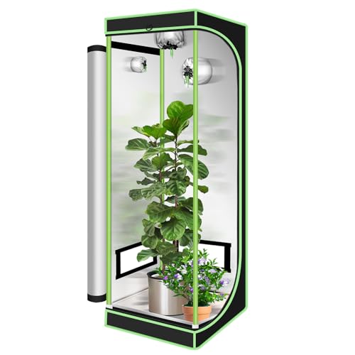 Sonnewelt Armario Cultivo Interior 60x60x180cm, 600D Oxford Invernadero Plantas, Resistente a la luz y al Agua, para Cultivo...