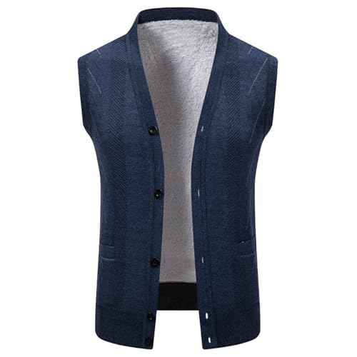 Men's Sweater Vest V-Neck Sleeveless Knit Cardigan Single Breasted Ribbed Warm Knitted Sweater Vest for Casual Outfit2