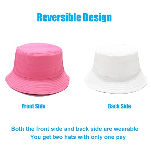 Sydbecs Reversible Bucket Hat For Women Men Summer Beach Sun Hat Fishing Cap Solid Color Style (Hot Pink) #TOP2