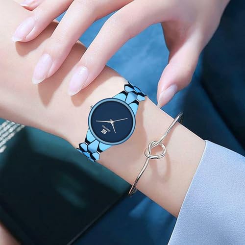 Image of IIK COLLECTION Watch for Women Round Dial |Analogue Quartz Movemnet Ladies Watch|Long Battery Life|Stainless Steel Adjustable Bracelet Chain Strap|Fancy Clasp Safety Watch for Woman