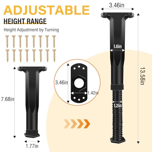 Image of 4pcs Telescopic Bed Support Legs for Pallet, Platform & Wooden Bed Frames