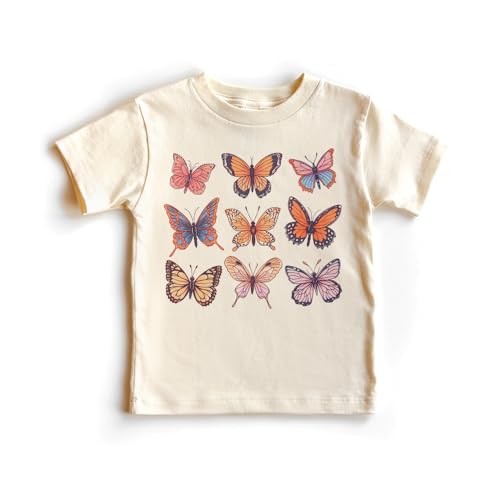 Butterfly Toddler Shirt - Cute Boho Fall Butterflies Shirt For Kids - Natural Toddler & Youth Tee