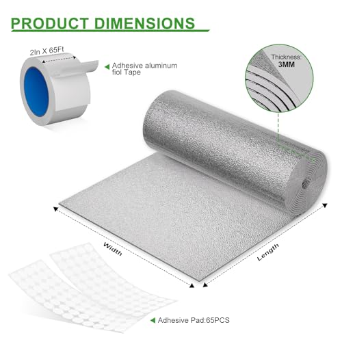 Image of Reflective Insulation Sheet, Window Insulation for Winter, Aluminum Foil Cotton Layer for Keep Warm, 59 inch(W) x 99 inchWindow Insulation Kit
