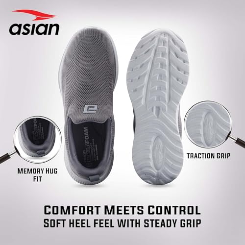 Image of ASIAN Wonderwalk-11 Men's Walking Shoes | Ultra-Light Slip-On Comfort with Cushioned Sole | Breathable, Stylish, Perfect for Work, Travel & Daily Use