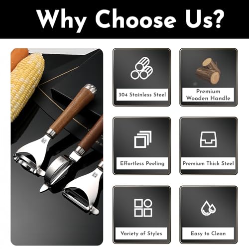 Alybsoo Peeler I-Shaped Premium Solid Rosewood Handle 304 Stainless Steel Gold thumb #4