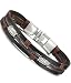 FIBO STEEL Leather Bracelet for Men Braided Wrist Cuff Vintage, 8.5inches