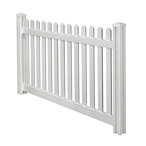 WamBam Traditional 4 by 7-Feet Premium Classic Vinyl Picket Fence with Post and Cap - Thumbnail 2
