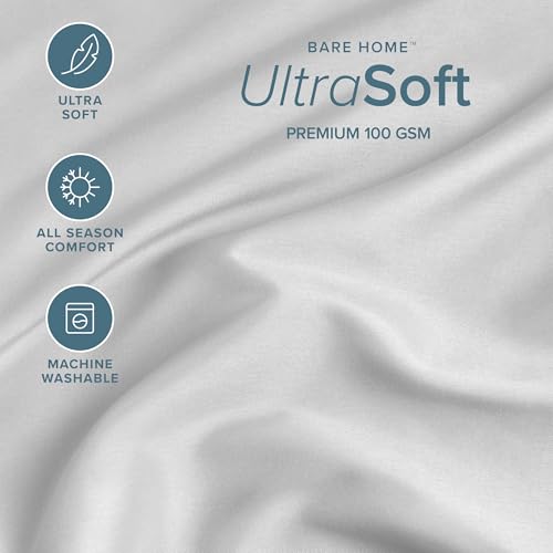 Bare Home Queen Fitted Sheet - Extra Deep Pocket Fitted Sheet - Premium 1800 Microfiber - Ultra-Soft Wrinkle Free (Queen - 11'' to 24'' Pocket, Cloud Grey) by Bare Home - Image 2