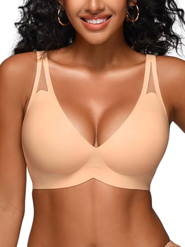 Cuteio Seamless Wireless Bras for Women - S-2XL Jelly Deep V Bra No Underwire