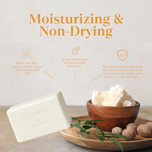 Image of Wavertree & London Daisy & Lily Scented Natural Soap (2 Bars), 7oz Moisturizing French Triple Milled Soap Bars enriched with shea butter - Pure Plant Based Bath & Body Bars for All Skin Types