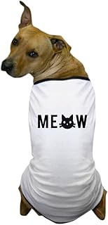 CafePress Meow, with Black Cat Face, Text Design Dog T Shirt Dog T-Shirt, Pet Clothing, Funny Dog Costume