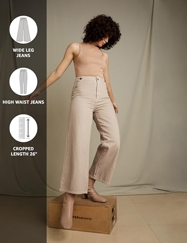 Image of Amazon Brand - Symbol Women High Rise Cropped Length Denim Culottes (Available in Plus Sizes)