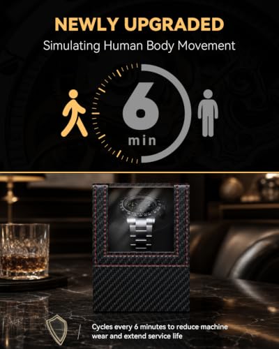 Image of Automatic Watch Winder with Japanese Motor - Silent Adjustable Rotation, Premium PU Leather Exterior and Soft Flexible Watch Pillows, Gift for Him, Christmas Gift 2025