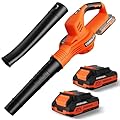 Leaf Blower Cordless - 21V Powerful Electric Leaf Blower with 2 Batteries and Charger, 2 Speed Modes, 2.0Ah Lightweight Battery Powered Leaf Blowers for Lawn Care, Patio, Dust, Blowing Leaves