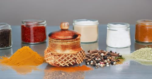 Decorative Rustic Wooden Sugar Bowl With Lid Wide Mouth Candy Treat Jar Spice Jar Holder Condiment Nuts Serving Bowl Pot Salt Spice Herb Loose Leaf Tea Storage Container Novelty Home & Kitchen - Thumbnail 4