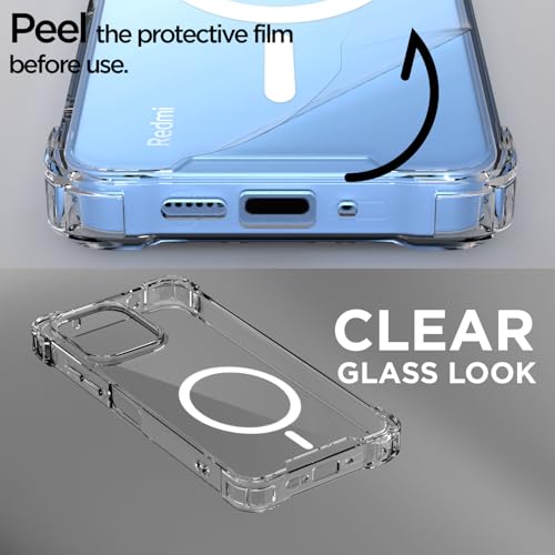 Image of Pikkme Back Cover for Redmi 12 5G / Poco M6 Pro 5G Mag-Safe Shockproof PC + TPU | Protective Case Magnetic Support | Bumper Case (Transparent Mag-Safe)