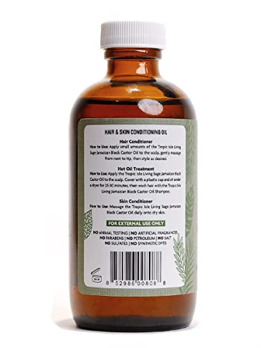 Tropic Isle Living Hair & Skin Conditioner Oil | Jamaican Black Castor Oil For Dry Hair And Skin | 100% Pure And Natural 4 Oz (Sage) #TOP9