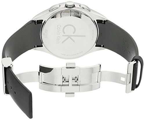 Image of Calvin Klein Men's 'Basic' Swiss Quartz Stainless Steel and Leather Automatic Watch, Color:Black (Model: K2A27138)