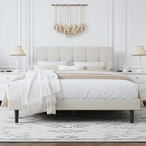 Queen Bed Frame with Upholstered He...