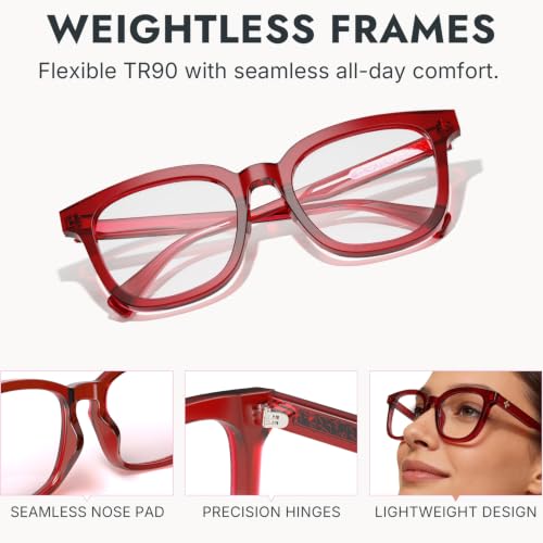 Image of VISOONE Square TR90 Lightweight Anti Glare UV400 Gaming Computer Glasses | 99% Digital Screen Filter Non-Prescription Clear Lens Oversized Frame Trendy Fashion Blue Light Blocking Women Men NOE
