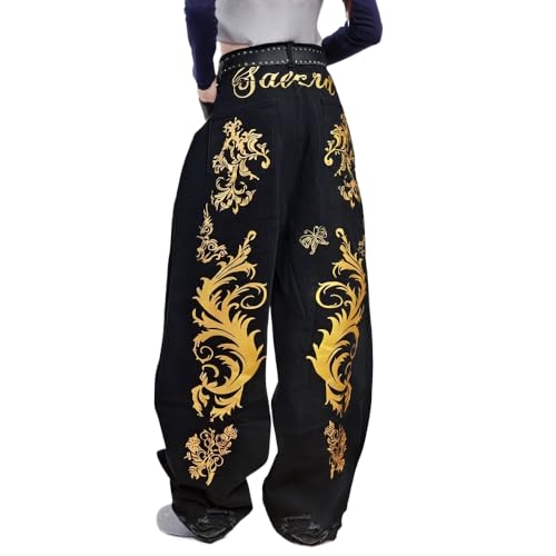 Y2K Retro Letter Flower Embroidered Jeans, Children's Summer Design Sense Floor dragging Curved Knife Pants