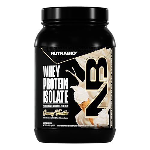 NutraBio 100% Whey Protein Isolate Protein Powder, 25g Protein with Complete Amino Acid Profile, Non-GMO, Soy & Gluten Free, Low Carb, Low Calorie Whey Protein Powder, Creamy Vanilla, 2 Lbs