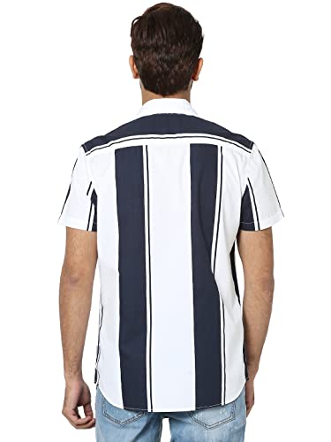 Image of JACK & JONES Men's Striped Slim Fit Collared Casual Shirt