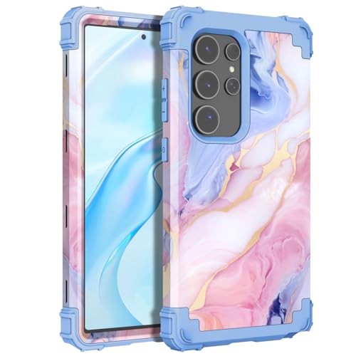 PIXIU Unique Pattern Compatible with Samsung Galaxy S25 Ultra case, Heavy Duty Dual Layer Shockproof Full-Body Protective Sturdy Hybrid Cute Rugged Case for Women,Girls,Kids-Marble by PIXIU - Used condition - US$12.87