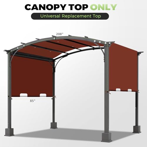 Image of 85'' x 208'' Universal Pergola Replacement Cover for Doubleton Steel Pergola L-PG080PST, Waterproof Sunshade Canopy Top for Patio Gazebo, Deck, Porch, Yard, Outdoor Cover Only (Brick Red)