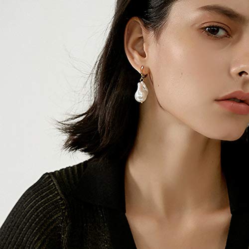 Natural Baroque Pearls Hoop Earrings For Women 925 Sterling Silver Pearls Hoop Earrings Handpicked 18Mm Freshwater Baroque Pearls For Women Pearl Earrings Collection #TOP1
