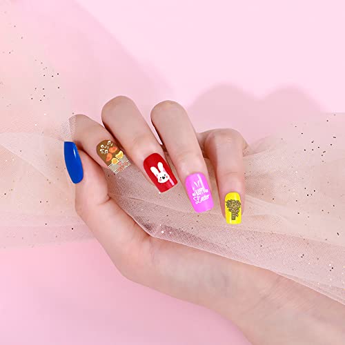 ALIBBON Conjunto de 4 peças de placas de estampagem de unhas de páscoa, modelos de carimbo de arte d