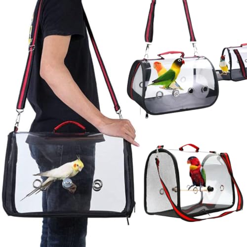 Bolsa Passarinho Mala Caixa Transporte Pássaro Aves Papagaios Calopsita visão panorâmica vermelho