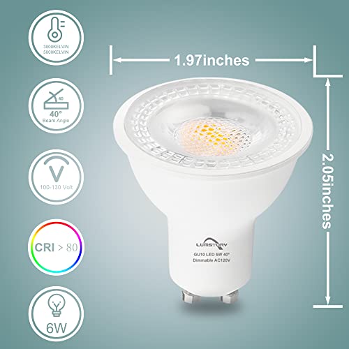 Lumstory 12-Pack Gu10 Led Bulb 3000K Warm White, Dimmable Gu10 Base Two Prong Spot Light Bulb 6W 600Lm, 50W 60W Led Halogen Replacement Bulb For Track Lighting Recessed Lighting #TOP1