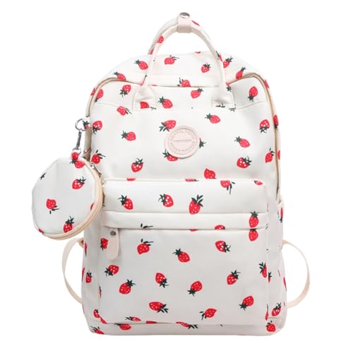 Strawberry Backpack for Women Aesthetic Travel Daypack Coquette Strawberry Rucksack Cute Kawaii Nylon Rucksack