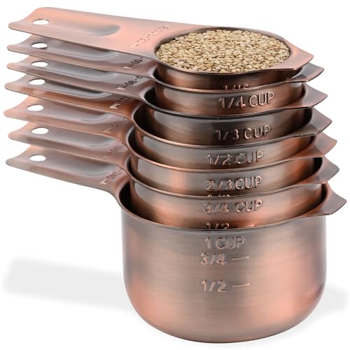 Set de vasos y cucharas medidoras de cobre y acero inoxidable miniatura 2
